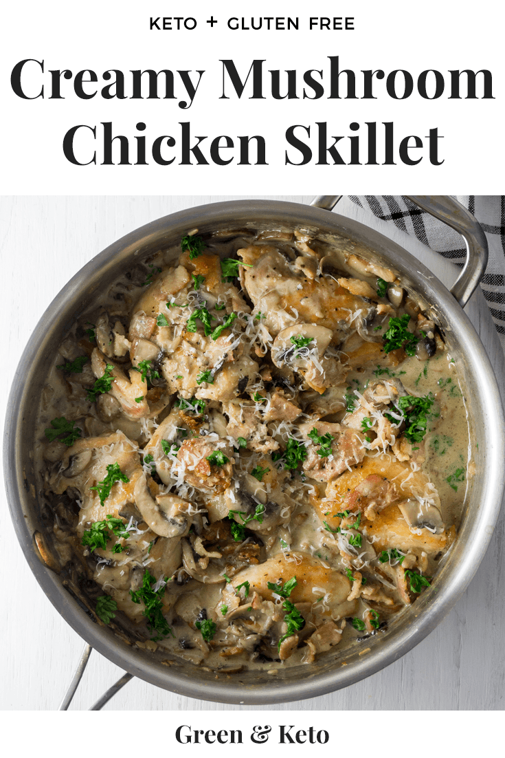 Easy Keto Dinner recipe! This Creamy Mushroom and Chicken Recipe can be made in one pan in under 30 minutes. The perfect weeknight keto chicken recipe that the whole family will love. #keto #ketorecipe