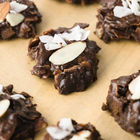 Keto No-Bake Cookies with Coconut and Almonds