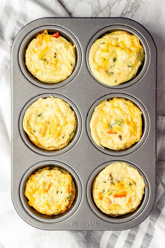 keto egg muffins cooked in a muffin tin