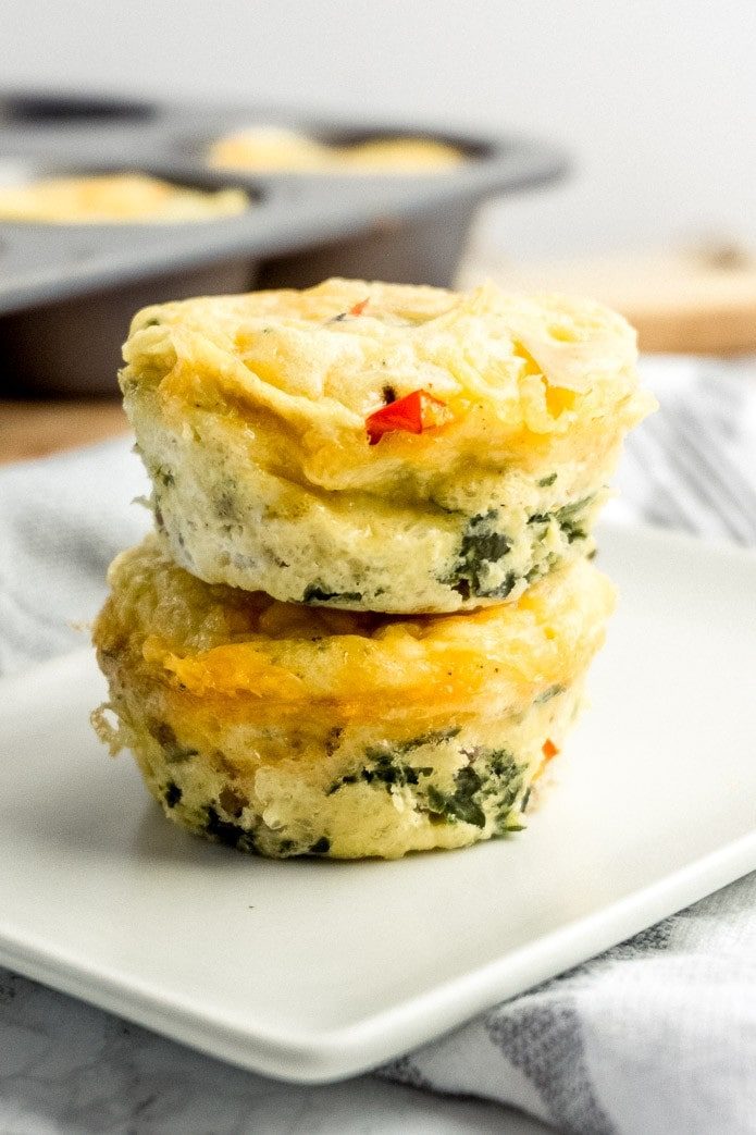 low carb egg muffins with sausage, egg, cheese, and spinach
