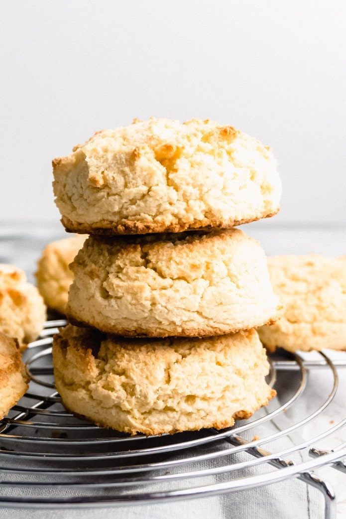 stack of fluffy keto biscuits