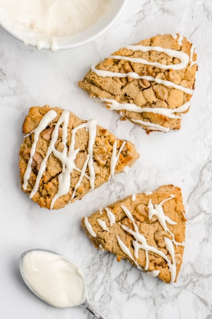 low-carb maple walnut scones with icing