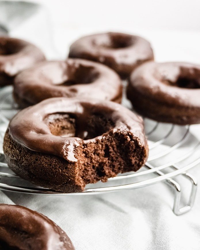 moist keto donuts with chocolate glaze