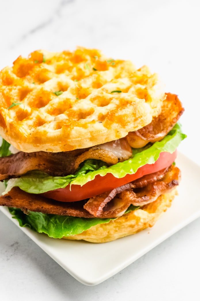 keto low-carb blt sandwich with chaffle bread