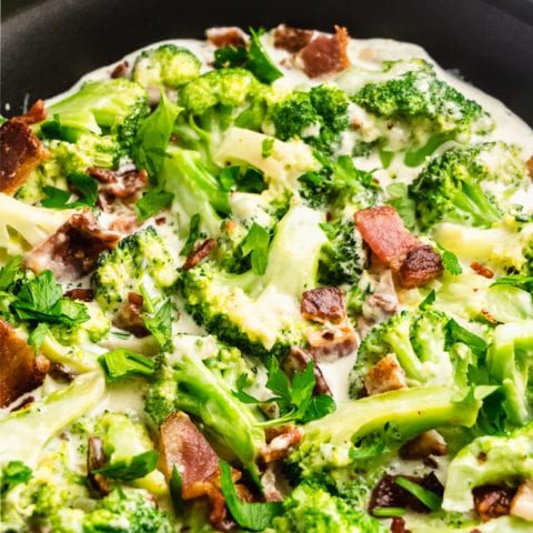Creamy Garlic Keto Broccoli with Bacon