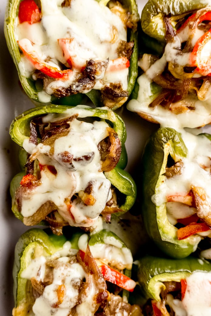 keto stuffed peppers with steak and cheese