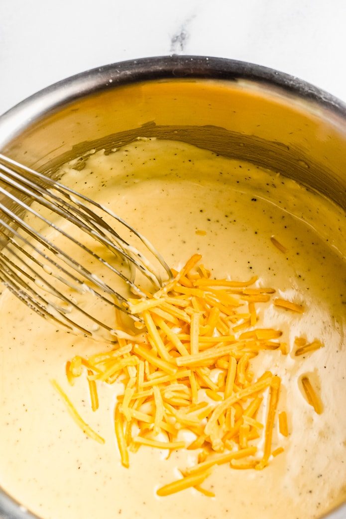cheddar cheese and whisk in low-carb cheese sauce