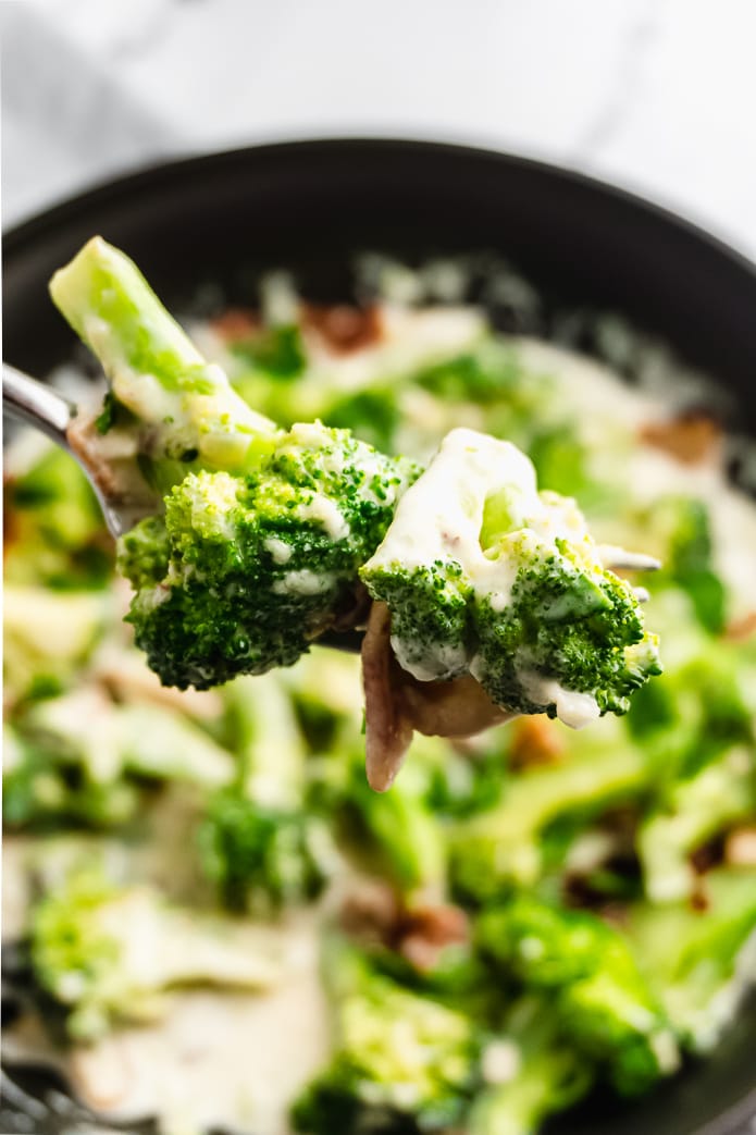 creamy broccoli with garlic and cheese is keto and low-carb