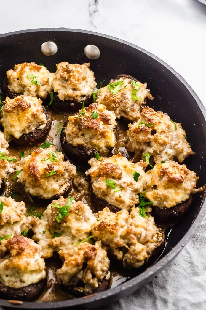keto stuffed mushrooms with sausage and cheese