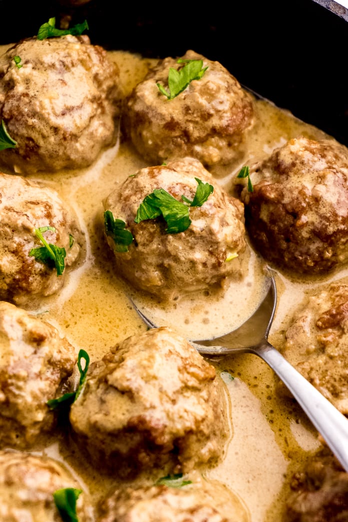 keto beef meatballs with creamy gluten-free gravy