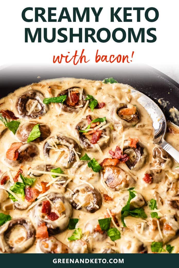 creamy keto mushrooms with bacon are a low carb side dish