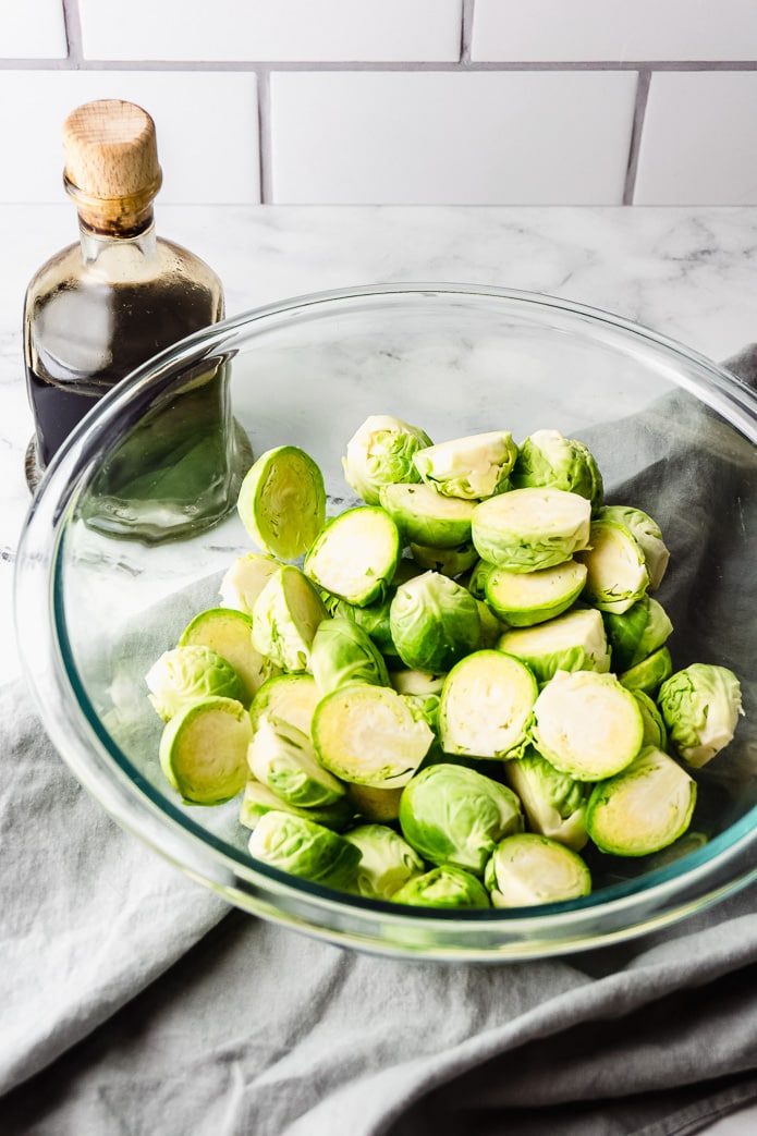 raw brussels sprouts in a bowl