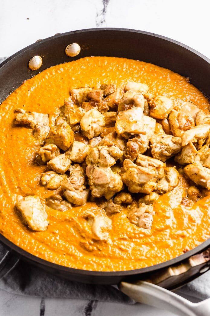 keto butter chicken in a tomato curry sauce