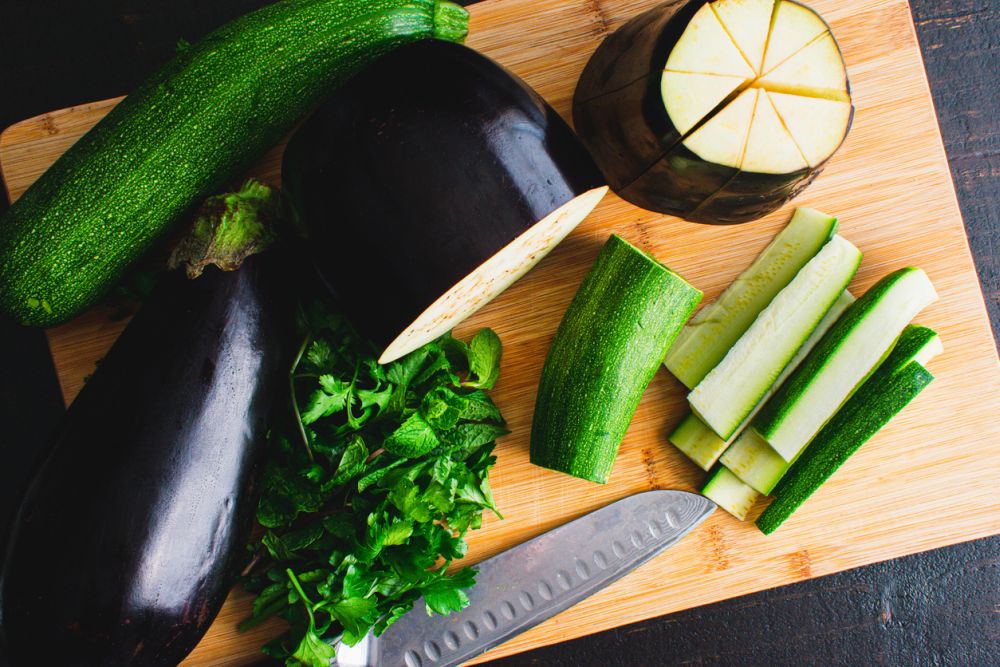 Chef's knife zucchini