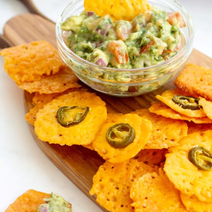 Keto Cheese Chips and Guacamole