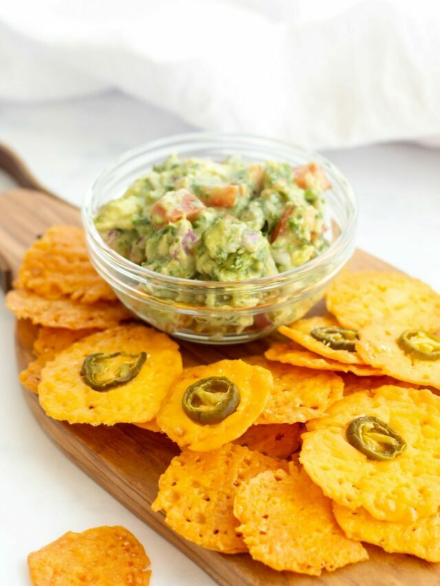 Keto cheese chips paired with guacamole