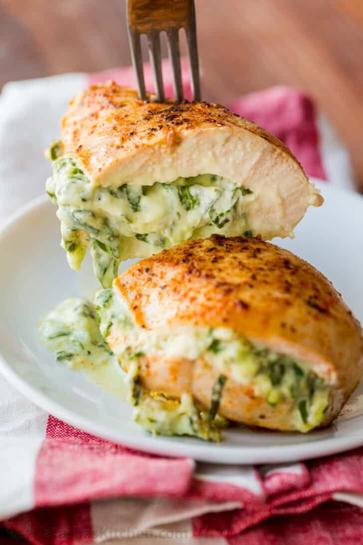 Stuffed Chicken Breast Recipe with Cheese and Spinach