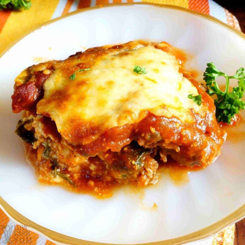recipe for keto spinach lasagna with meatza layers