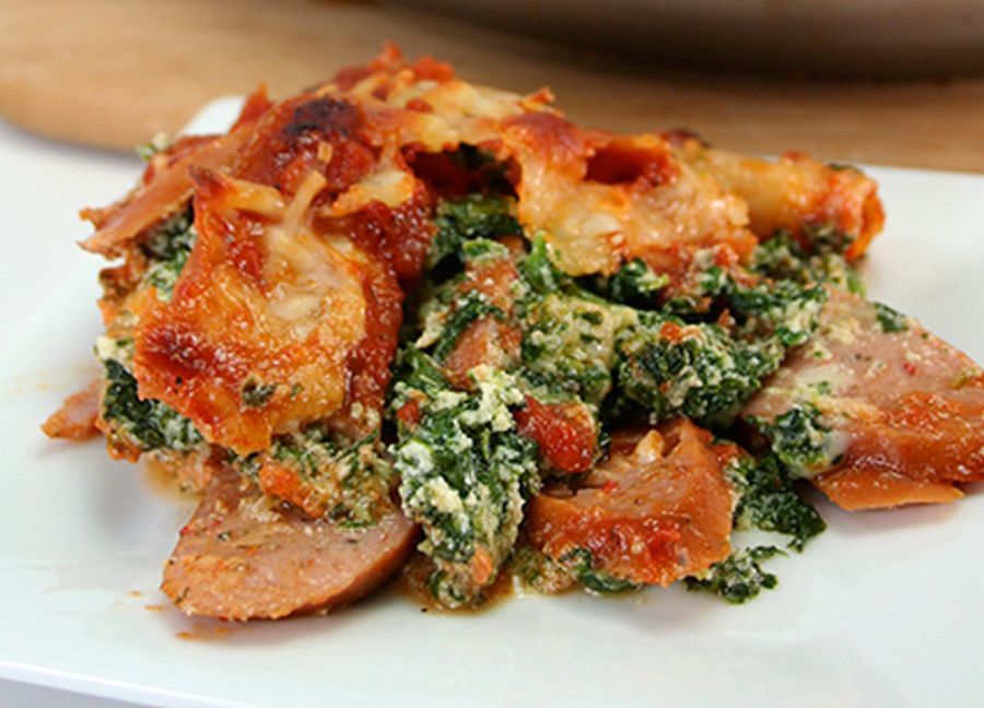 recipe for sausage spinach lasagna casserole