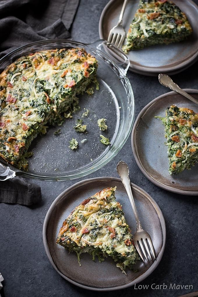 recipe for crustless spinach quiche with bacon