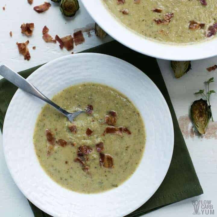 recipe for roasted Brussels sprout soup with bacon