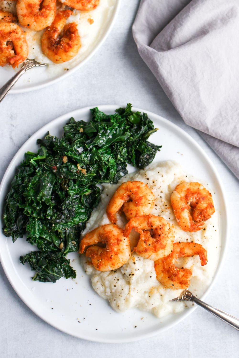 recipe for spicy shrimp with sauteed kale