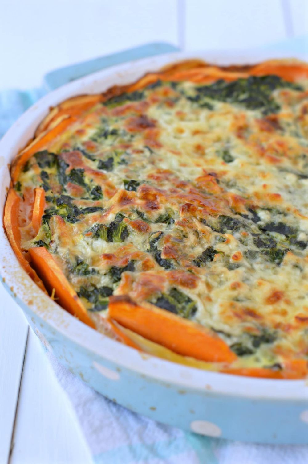 recipe for spinach quiche with sweet potato crust